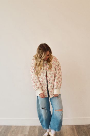 floral puff coat